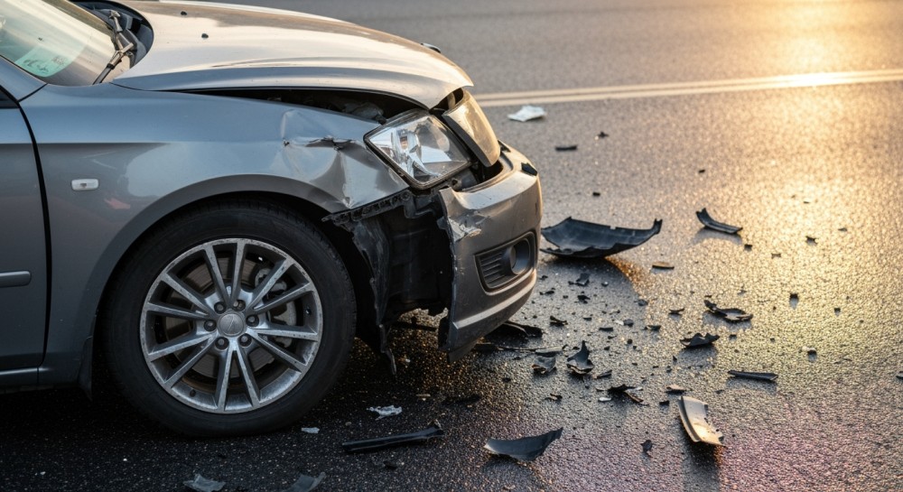 Audi wypadło z drogi po nadmiernej prędkości. Kierowca i pasażer ranni